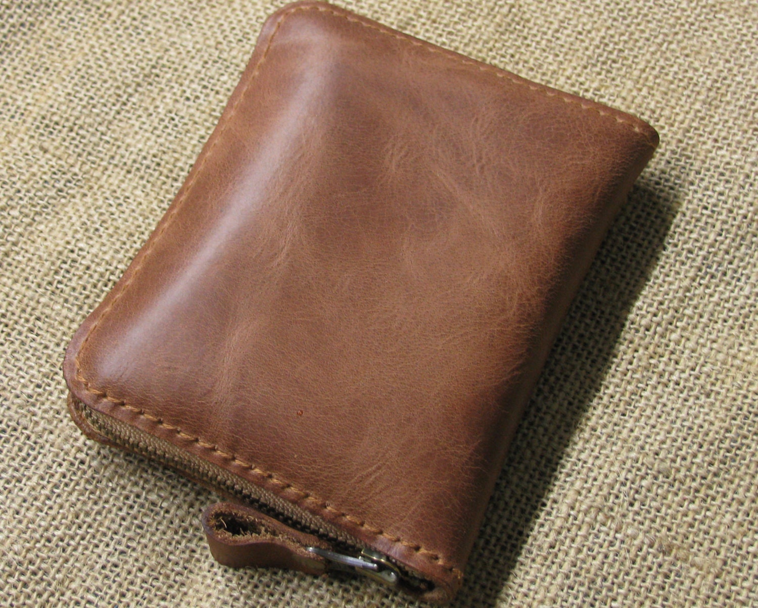 Genuine Leather wallet with lagre zipper-Men wallet-Money | Etsy