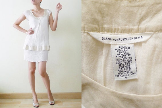 Diane von Furstenberg Womens Silk Pearl Jersey Knee Length Dress Multi Coloured