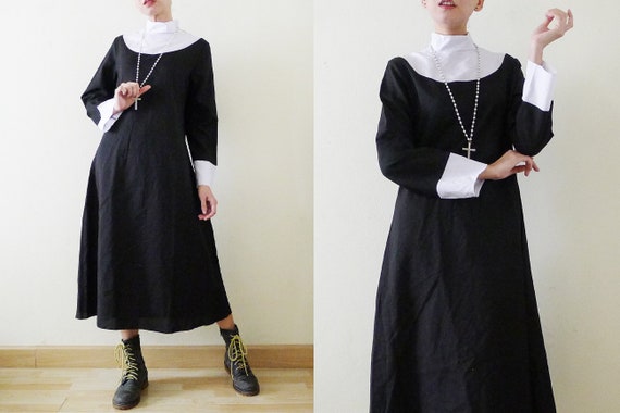 black dress with white sleeves