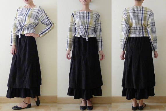 RARE 80s ISSEY MIYAKE blue and green Plaid cotton… - image 9