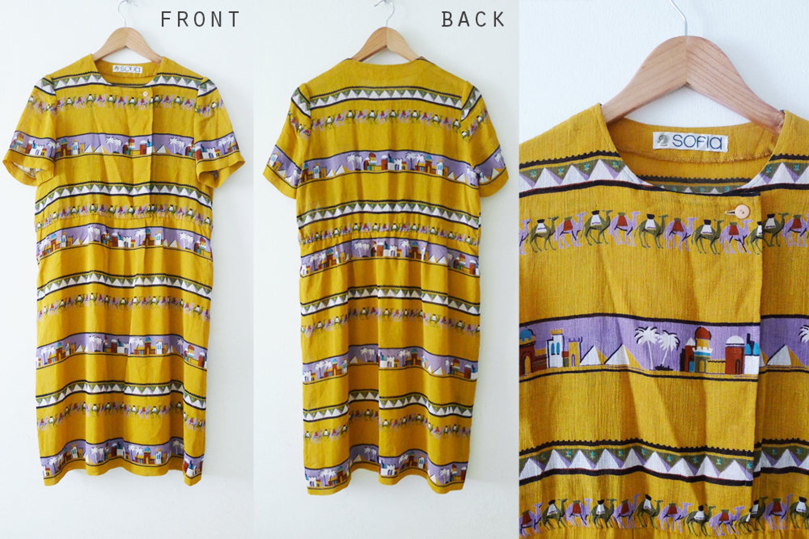 70s Mustard Yellow Japanese Vintage tea dress PYRAMID and Etsy