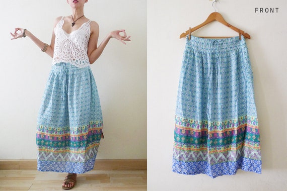 90s Colorful Indian Style Gauze cotton maxi skirt… - image 5