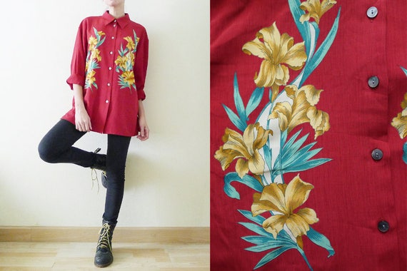 80s Japanese Vintage Oversize Burgundy baroque blo