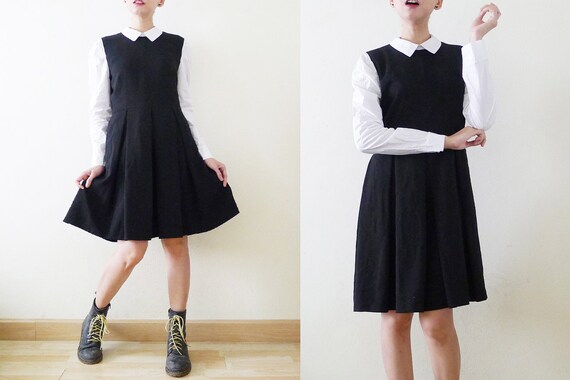 black and white tuxedo dress