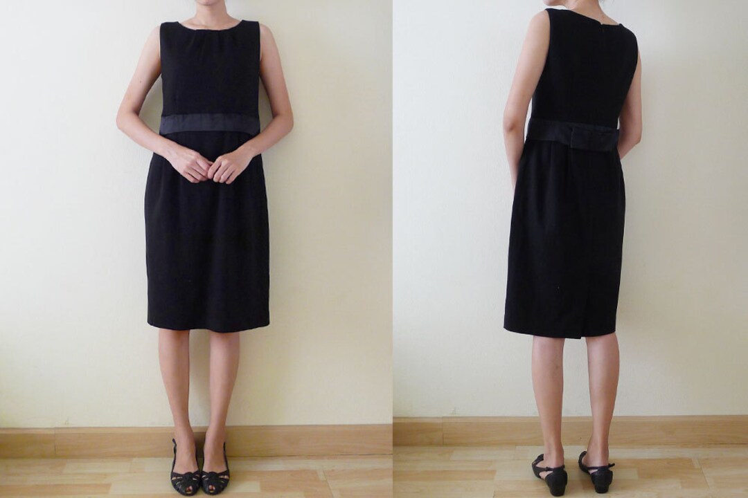 Vintage Plain Black Knee Dress, Sleeveless ,cocktail Dress Vintage Plain Black Knee Dress, Sleeveless ,cocktail Dress