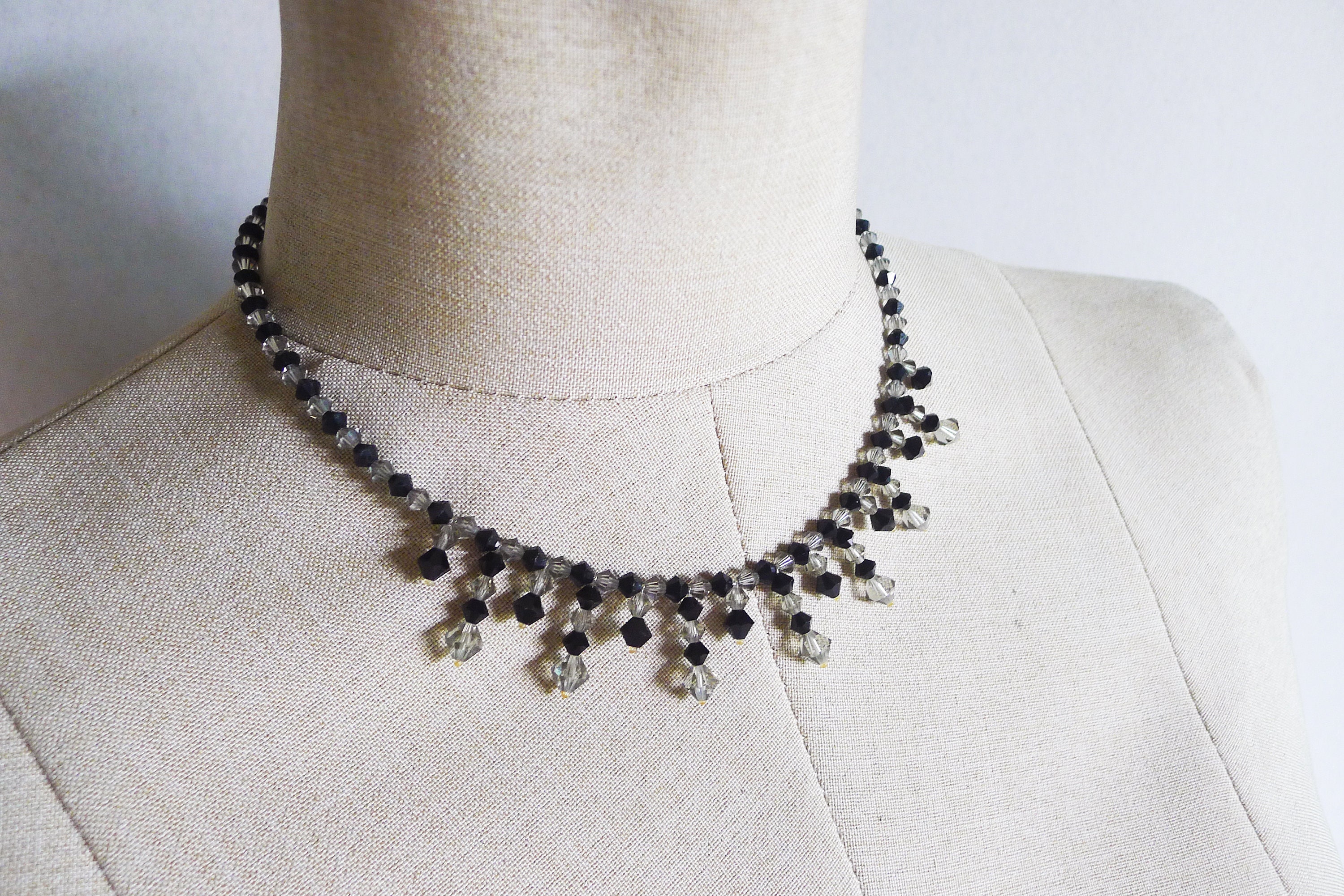 Vintage Handmade Gothic Style Smoky and Black Crystal Bead