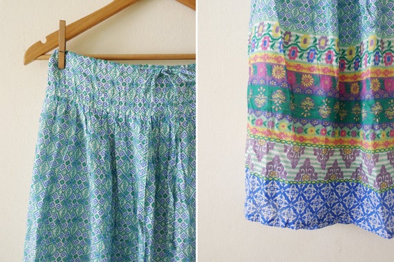 90s Colorful Indian Style Gauze cotton maxi skirt… - image 10