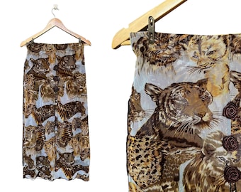 80s Safari Wild Life Printed maxi net layered skirt, Animal Printed  mesh skirt, Drape skirt, Overlapping Skirt, Leopard, Lion, Cheetah, M-L