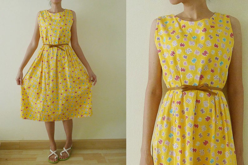 bright yellow midi dress