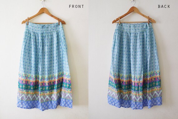 90s Colorful Indian Style Gauze cotton maxi skirt… - image 9