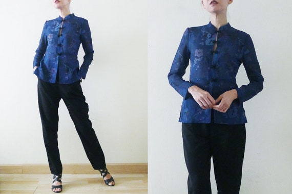 Good Cutting 70s Blue Cheongsam / QiPao Chinese t… - image 6