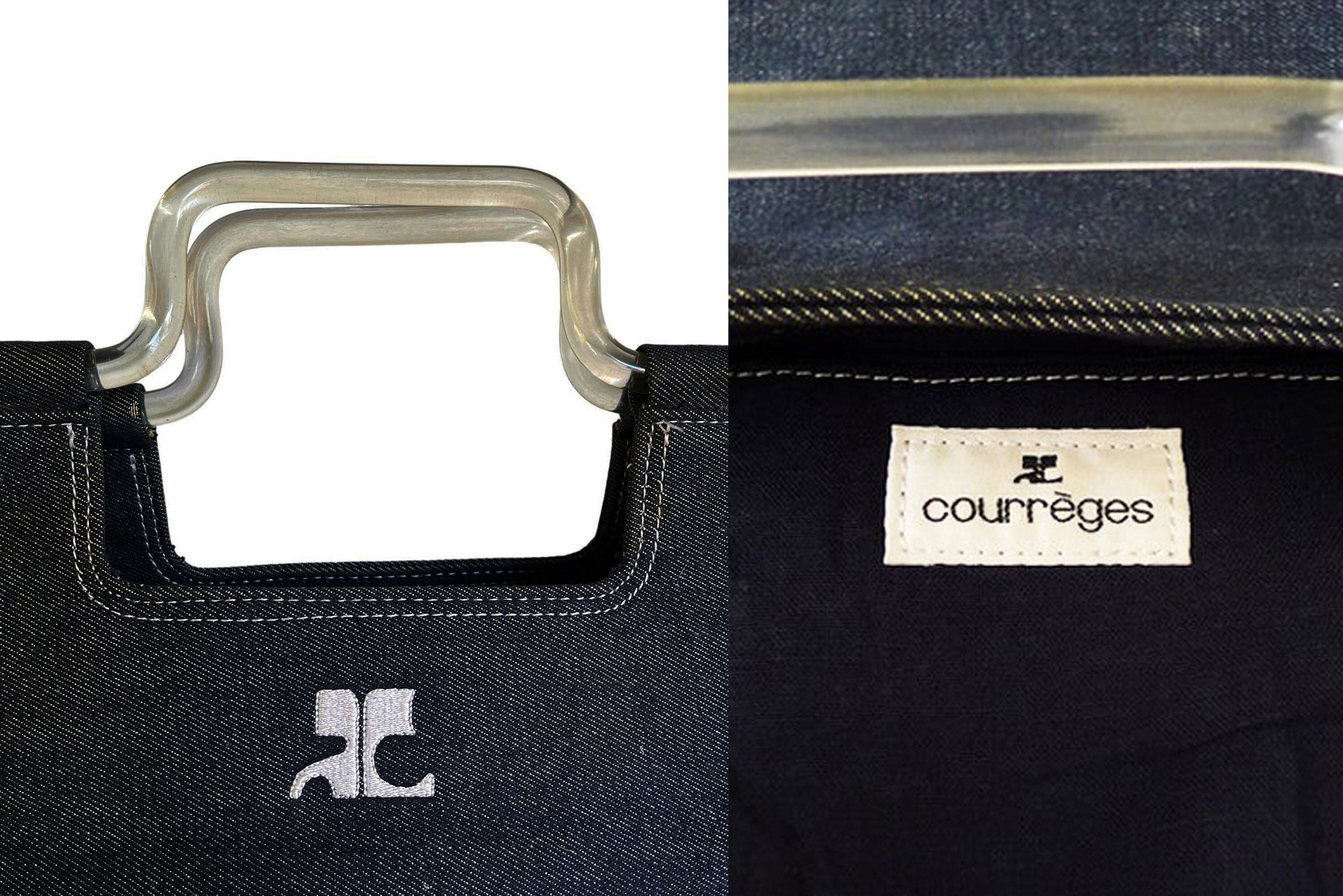 Courreges Denim Logo Top Handle Bag