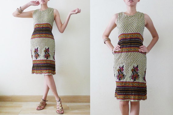 70s colorful Ethnic cotton sleeveless sun dress,t… - image 8