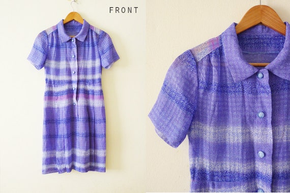 Japanese Vintage Purple tone mini Chiffon day dre… - image 8