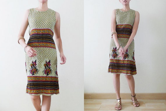 70s colorful Ethnic cotton sleeveless sun dress,t… - image 6