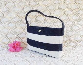 Vintage 90s COURRÈGES Striped Canvas Mini Baguette Handbag