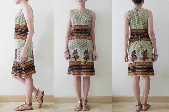 70s colorful Ethnic cotton sleeveless sun dress,t… - image 9