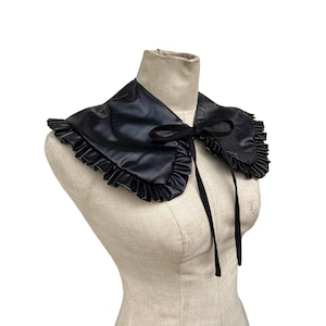 Detachable Collar, Faux Leather Ruffle Collar, Cosplay Accessories, Goth,Cyber ,maid costume,Steampunk, Wednesday Addams,Edwardian,Victorian