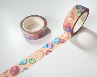 Dice Galore Washi Tape - Cute Tabletop Gaming Stationery - Kawaii Bullet Journal Supplies - D20