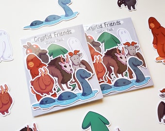 Cryptid Friends Sticker Pack  - Kawaii Stickers - Cute Waterproof Vinyl Sticker Set