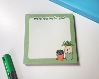 We&#39;re rooting for you! Notepad - Plant Memopad - Cute Succulent Stationery - Kawaii Desk Note Pad
