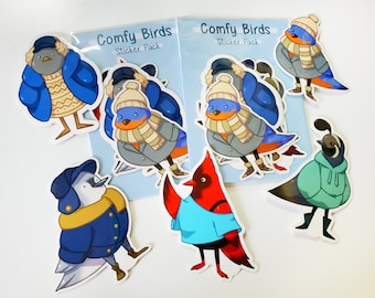 Comfy Birds Sticker Pack  - Kawaii Fashion Stickers - Cute Waterproof Vinyl Sticker Set