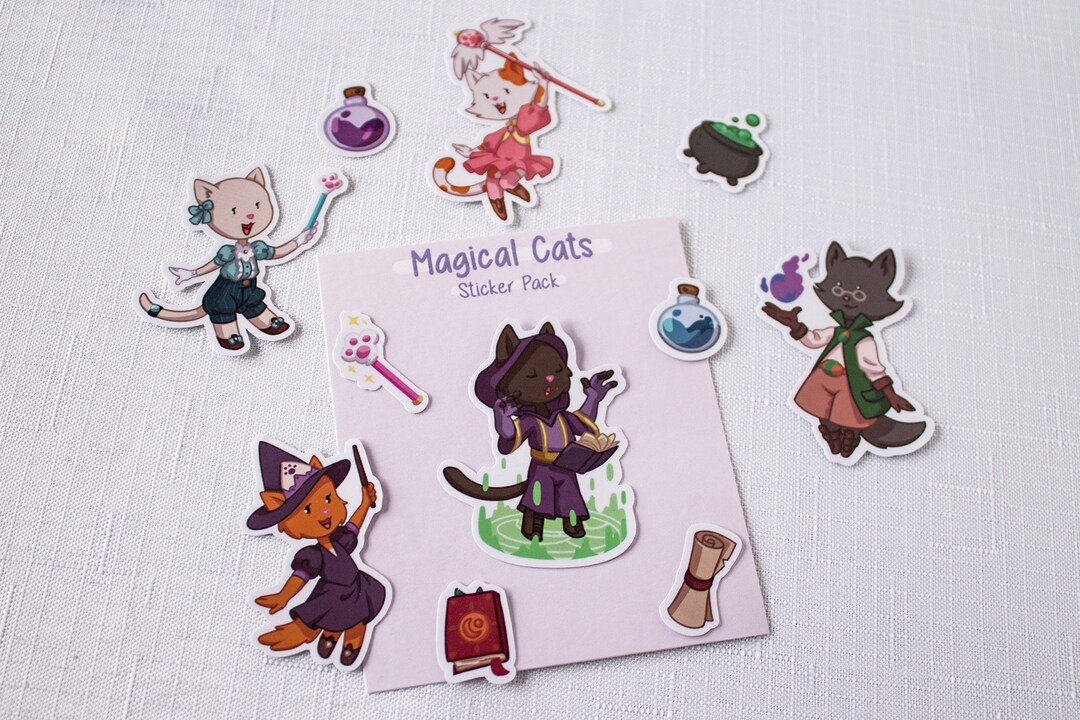 Magical Cats Sticker Pack - Kawaii Stickers - Cute Sticker Set - Etsy