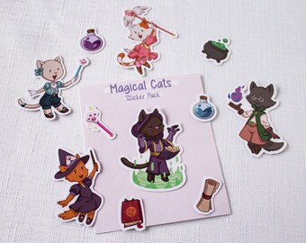 Magical Cats Sticker Pack - Kawaii Stickers - Cute Sticker Set