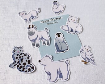 Snow Friends Winter Animals Sticker Pack - Kawaii Stickers - Cute Sticker Set