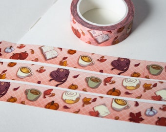 Fall Treats Washi Tape - Cute Seasonal Stationery - Kawaii Bullet Journal Supplies - Food