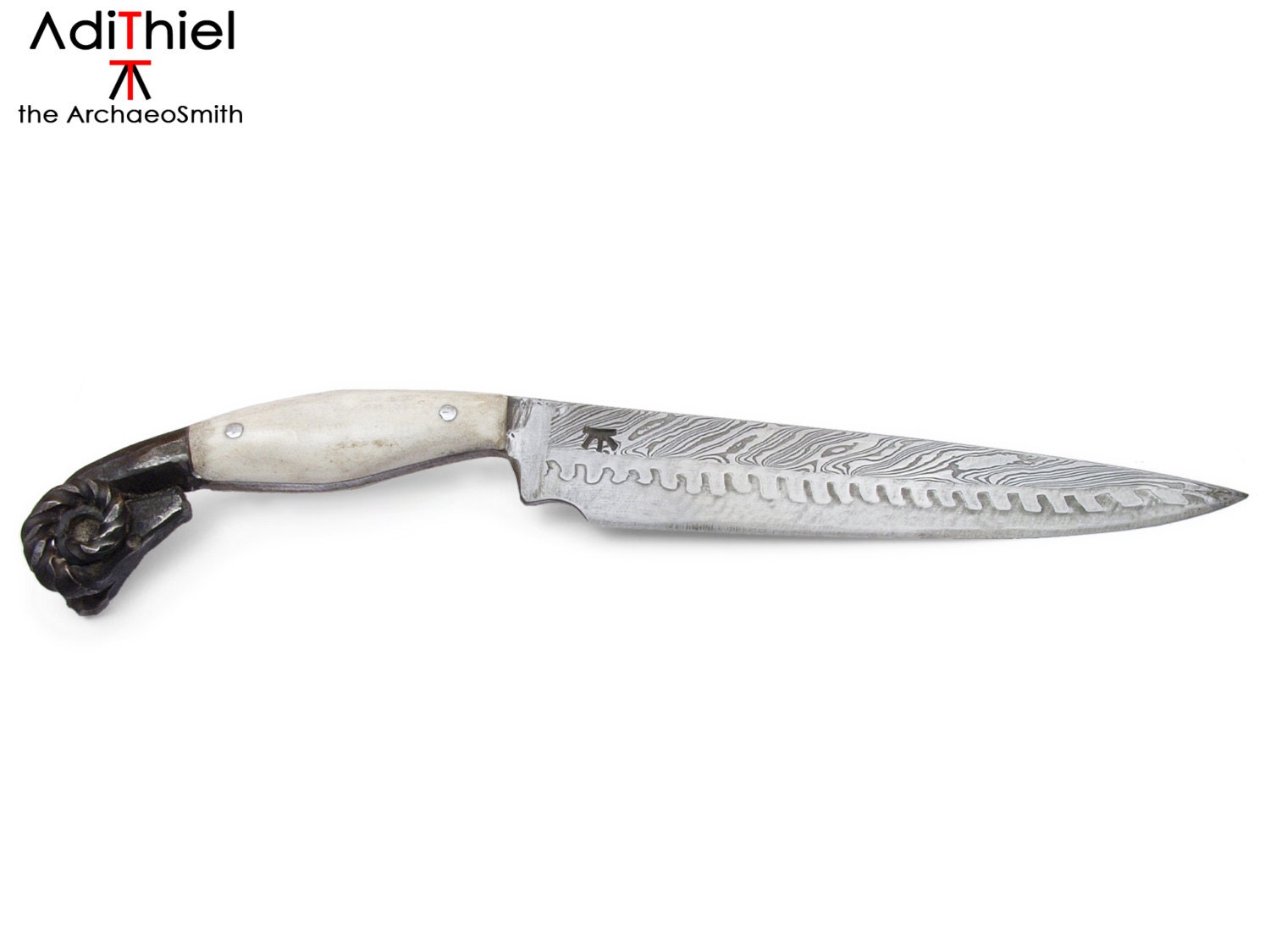 Ka_04c Long Serrated Ram Head KNIFE with Antler Handle Etsy