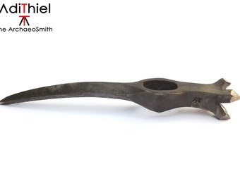 BN_06a - Kitchen AXE or Light Woodworking AXE with Hand Carved Dogwood  Handle (Small Viking Broad AXE) - Adithiel