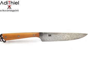 Kf_03d - Damascus Steel Scale Tang KNIFE with Wood Handle
