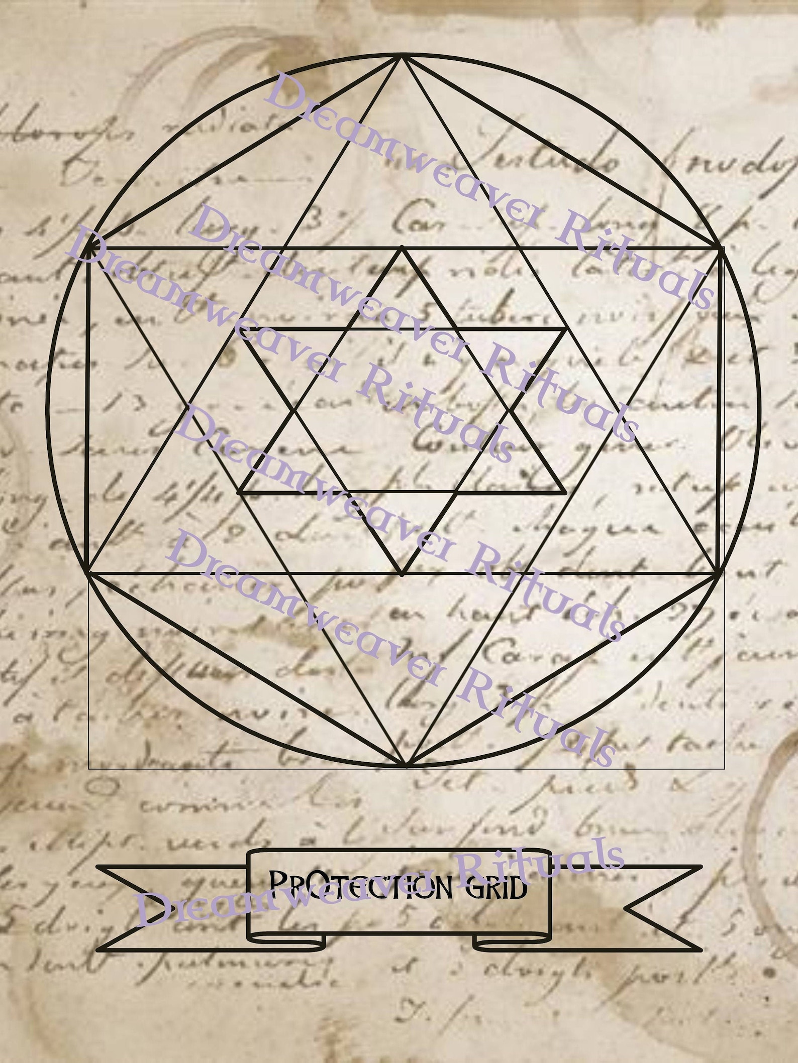 Printable Crystal Grid Template Protection From Demons Etsy