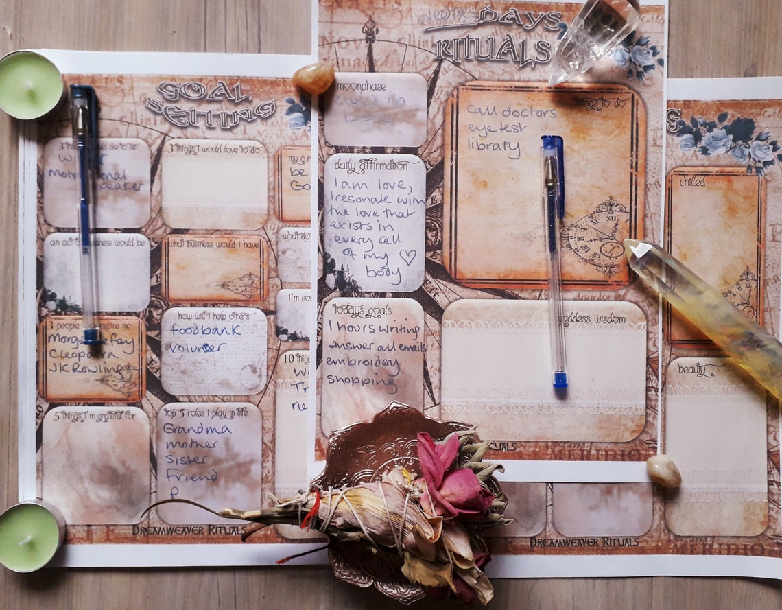 Printable Vintage Compass DIY Journal Pages Book of Shadows Etsy