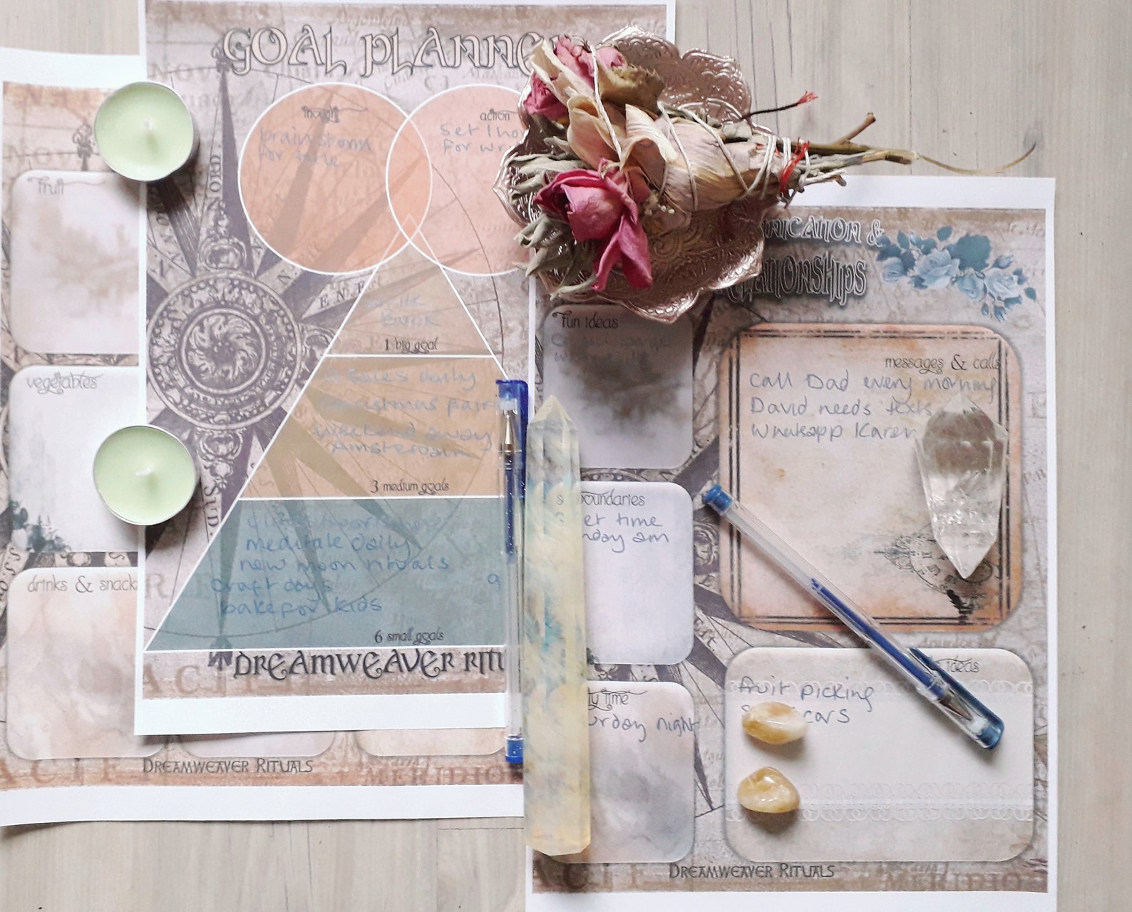 Printable Vintage Compass DIY Journal Pages Book of Shadows Etsy