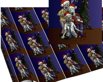 Zombies by the Christmas Tree Wrapping Paper
