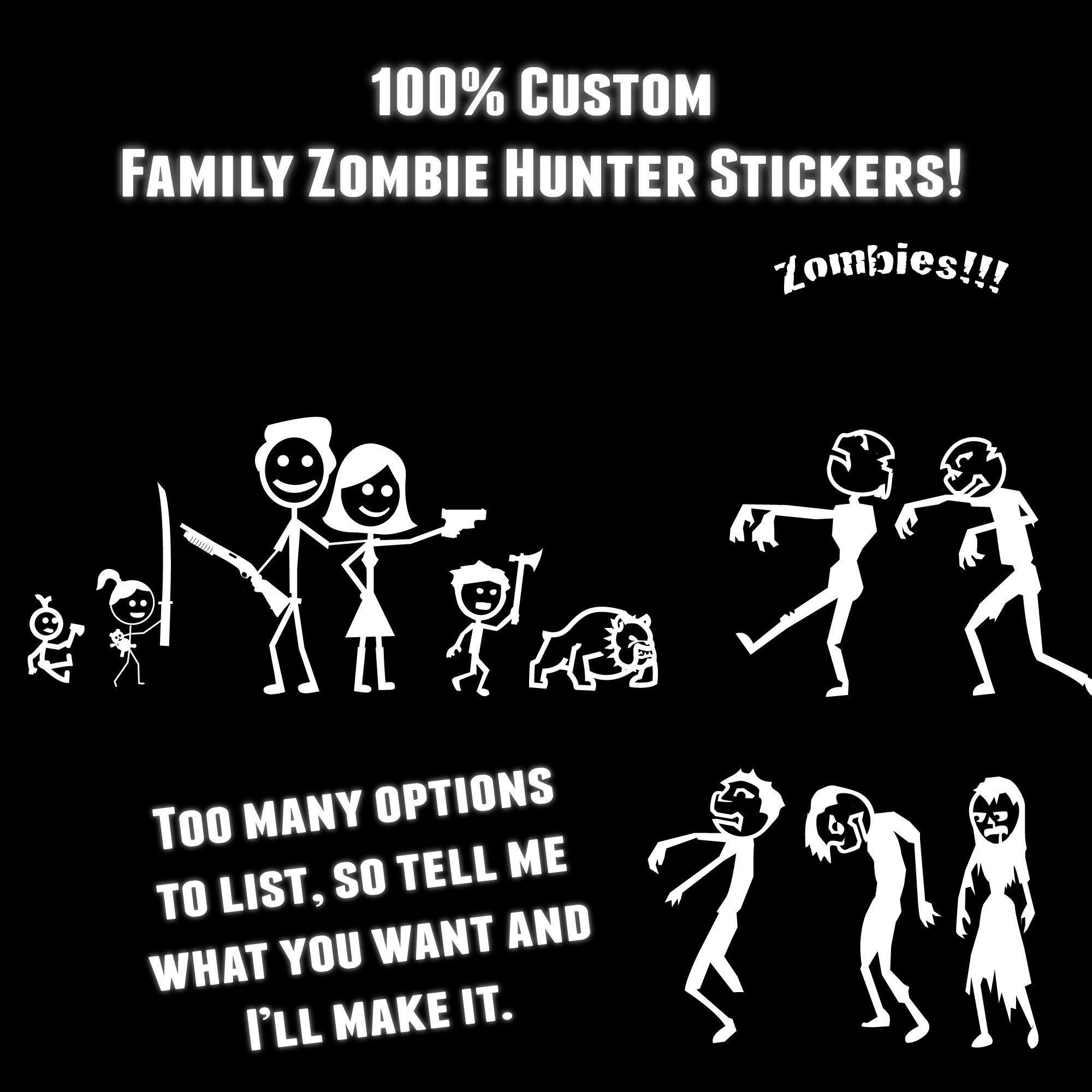 Zombie Hunter Family Sticker Decals