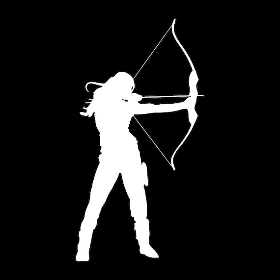 Warrior Woman Decal Bow Hunter for Car, binder, guitar, or window