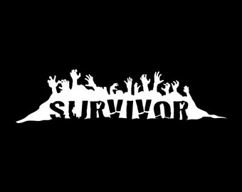 Zombies Reaching Up Decal with Survivor
