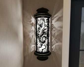 Traditional Round Chinese Dragon Exterior Lamp Sconce