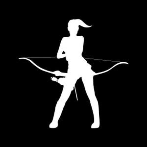 Warrior Woman Calcomanía Bow Hunter para coche, carpeta, guitarra o ventana imagen 2
