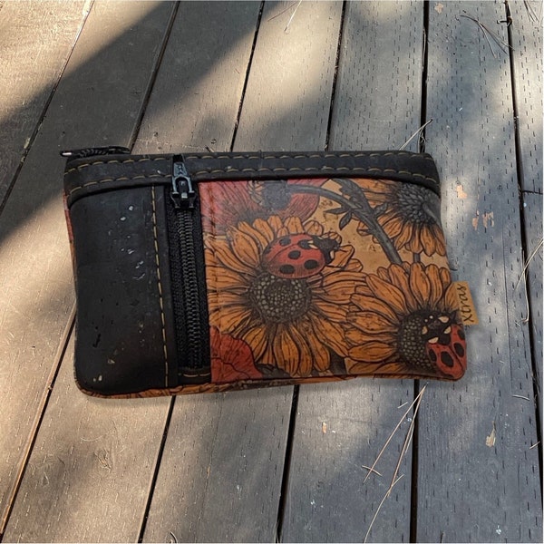 Sunflower poppy cork wallet