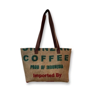 Burlap coffee bean tote bag