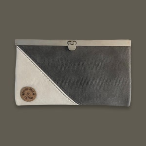 Gray white wallet, faux leather, slim minimalist wallet