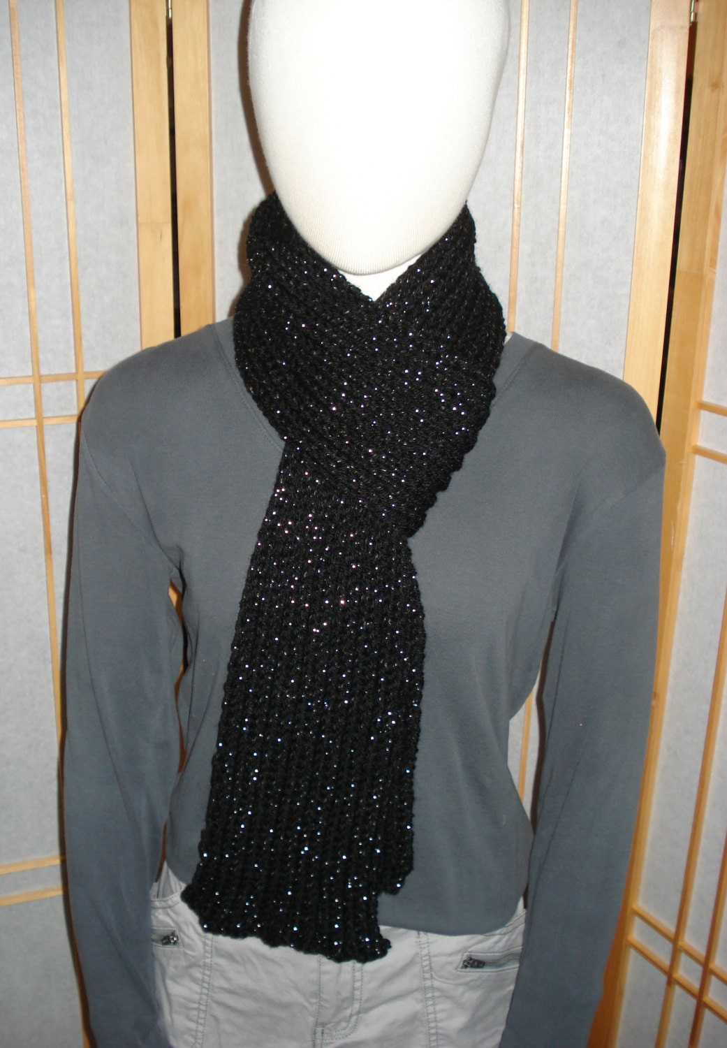 lui jewelry knit scarf ブラック