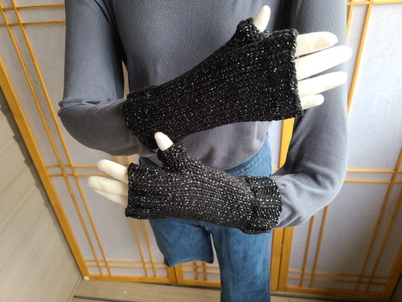 Black Wool Fingerless Gloves