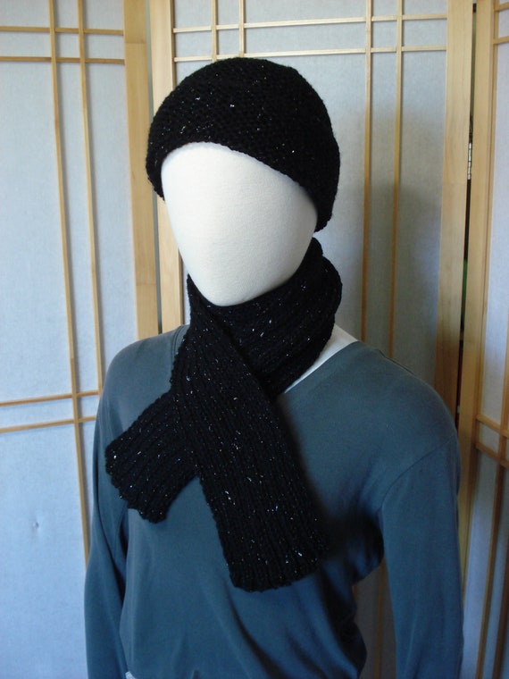 black hat and scarf set