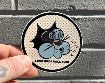 Blaue Katze Billard Vinyl Aufkleber - Livin' Good Ball Club