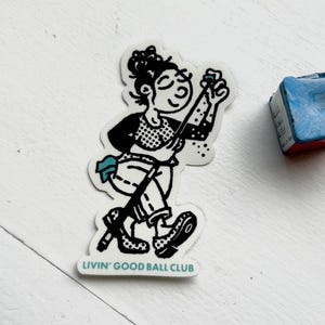 Livin&#39; Good Ball Club Chalkin&#39; Girl 3&quot; vinyl sticker billiard pool laptop water bottle 8 ball billiards player
